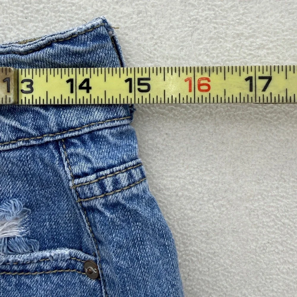 Kancan Denim Shorts Womens 5/26 Blue Distressed High Rise Raw Hem‎ Summer